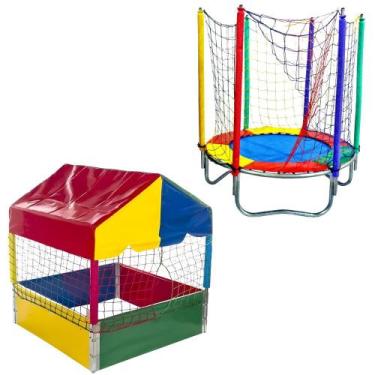 Imagem de Super Kit de Brinquedos Cama Elástica 1,40m Piscina de Bolinhas 1,00m 