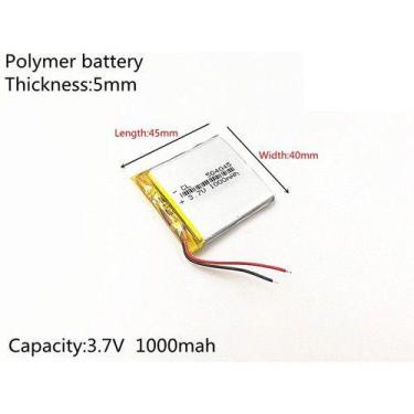 Imagem de 1 Unidade 504045 3,7v 2 Fios 5mm X 40mm X 45mm 1000mah T430 - KMIG