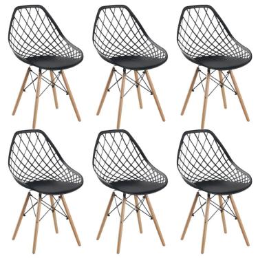 Imagem de Conjunto 6 Cadeiras para Sala de Jantar Clarice Cloe Madeira Preto