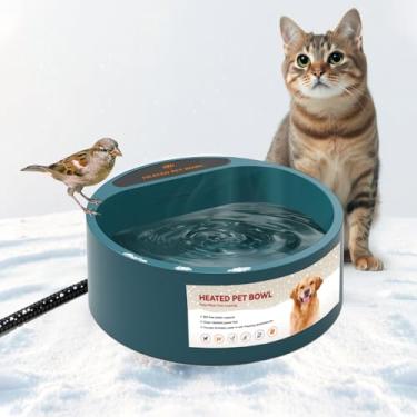 Imagem de PETLESO Tigela aquecida para cães, tigela de água aquecida para gatos ao ar livre, tigela de água para cães de inverno com fio antimordida, tigela térmica inteligente para pássaros, galinhas, animais