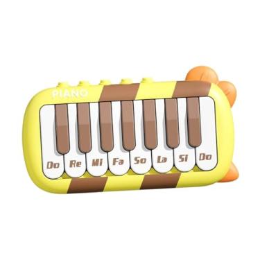 Imagem de EHJRE Brinquedo de piano para bebê, brinquedo de piano de bolso, brinquedo musical iluminado para meninos e meninas , Amarelo