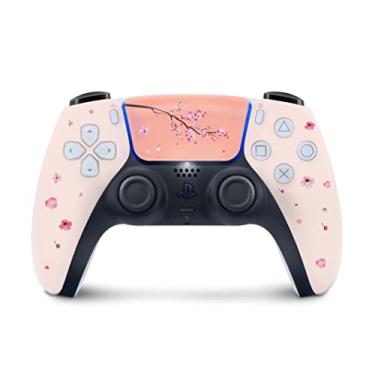 Imagem de TACKY DESIGN Skin de flor de cerejeira japonesa para controle PS5 bege, vinil 3M adesivos flor de cerejeira para PlayStation 5 capa decalque envoltório completo ps5 Skins