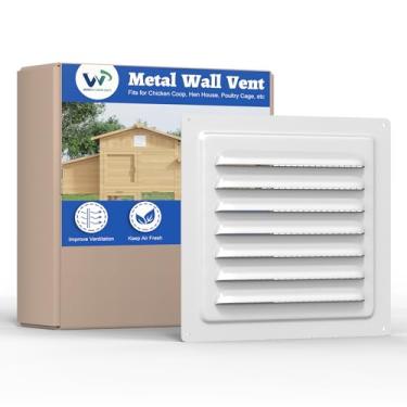 Imagem de Wintcomfort Ventilação de parede de metal para galinheiro, ventilação de galpão de metal de 15 cm x 15 cm com tela embutida para antidetritos, grade de ventilação para galinheiro, galinheiro, gaiola