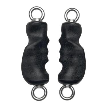 Imagem de KORIKAHM Acessório de máquina de cabo com alças ergonômicas de ginástica atualizadas, acessório de corda de tríceps LAT, alças de exercícios para treino de ginástica em casa (alça de anel duplo)