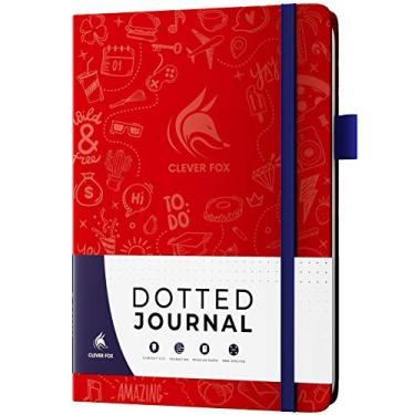 Imagem de Clever Fox Caderno pontilhado 2.0 – Caderno compacto de planejamento e esboço com grade de pontos de 120 g/m² de espessura, papel antisangria – Agenda com laço de caneta, bolso, fitas, adesivos A5 –