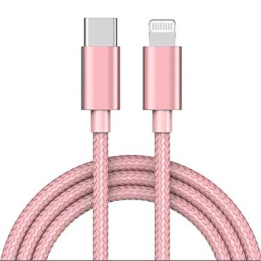 Imagem de Cabo USB C para Lightning certificado MFi da Apple de 1,8 m/sincronização para iPhone X/XS/XR/XS Max/8/8 Plus (para uso com carregadores tipo C) de 1,8 m, 4 feet, rosa