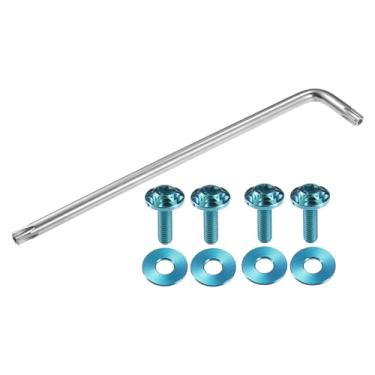 Imagem de Partuto 1 conjunto de parafusos universais antifurto para placa de licença M6 de 1/10.2 cm - Kits de fixação de parafusos de segurança de carro para suporte de quadro de etiqueta de carro com 4