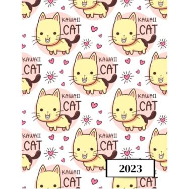 Imagem de 2023: Agenda semainier au format A4 - Année civile (Janvier à Décembre 2023) - Intervalles d'1h (7h-22h) - Contacts, jours fériés, mots de passe, ... - Une semaine sur deux pages