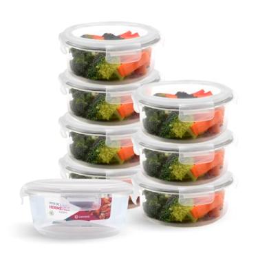 Imagem de Kit 8 Potes de Vidro Redondo com Tampa Hermética 620ml (Branco)