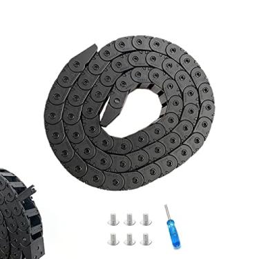 Imagem de Lokkr Correntes de cabo de plástico preto de 1 m de comprimento R28 (18 x 25 mm) tipo ponte aberta, transportadora de cabos/corrente de arrasto/corrente de fio/guia de cabos para fresadora CNC e