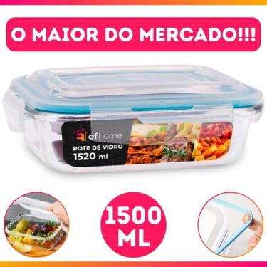 Imagem de Pote Hermético Retangular Vidro Freezer Microondas Com Tampa Transpare