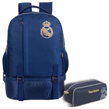 Imagem de Kit Mochila Porta Tenis Estojo Escolar Real Madrid Original - Xeryus