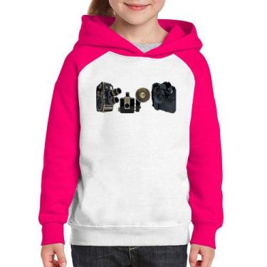 Imagem de Moletom Infantil Câmeras Vintage - Foca na Moda, Branco, Rosa, 4