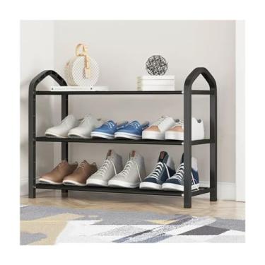 Imagem de Sapateira de 3/4/5 níveis para armário organizador de sapatos empilhável armazenamento prateleira de sapatos resistente metal estreito e tecido impermeável para quarto, corredor, entrada, economia de