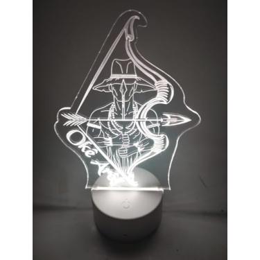 Imagem de Luminária de Mesa LED 3D Oke Arô, 16 Cores RGB, Alimentação USB/Pilha