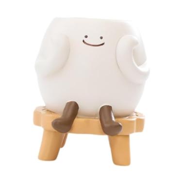 Imagem de WeiLaiKeQi RESINA VASE FLOR SUPLENTE de FLOR TABETOP Ornamento de desenho animado Planter decorativo de vaso de flores para o cargo de partida em casa, Amarelo