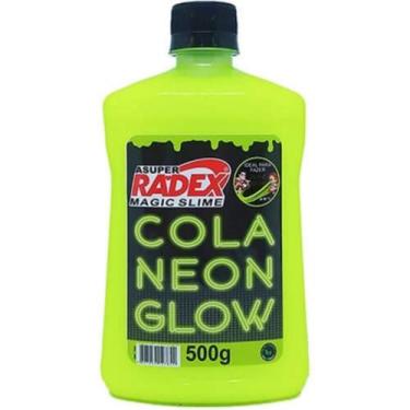 Imagem de Cola Neon Glow amarelo Radex Magic com 500g, ideal para Slime e artesa