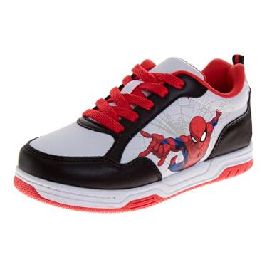 Imagem de Marvel Comic Superhero Character Tênis - Homem-Aranha Tênis Herói para Meninos (Tamanhos: 11-13 Crianças Pequenas / 1-4 Crianças Grandes), Branco - Preto, 13 Little Kid