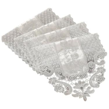 Imagem de Cachecol de mesa retangular bordado para corredor de mesa de renda para casamento 30 x 150 cm caminho de mesa de crochê