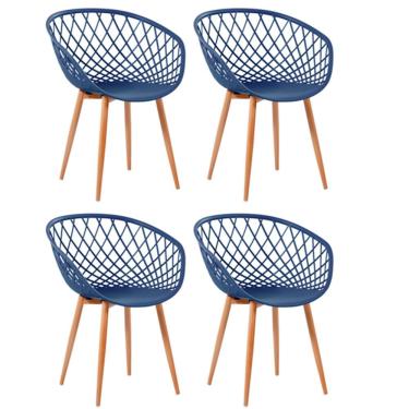 Imagem de Kit 4 Cadeiras Monaco Com Assento Em Polipropileno Fratini Azul Marinho