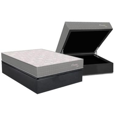 Imagem de Kit Cama Box Baú Casal Orvieto New 138x188 com Colchão Molas Ensacadas Suede Cinza Orth...