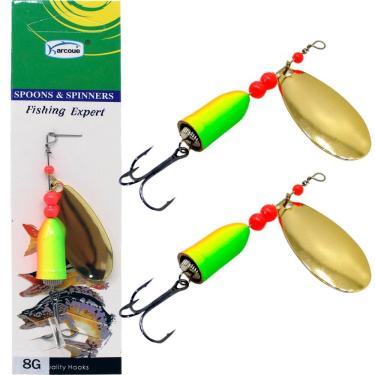 Imagem de Kit 4 Isca Artificial Equipamento Pesca Anzóis Giratório 8g