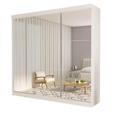 Imagem de Guarda Roupa 3 Portas De Correr Todo Espelhado 4 Gavetas Isabela Minastex Branco