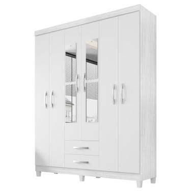 Imagem de Guarda Roupa Casal Espelho 6 Portas 2 Gavetas Moden 150 Cm Branco Flex Incp