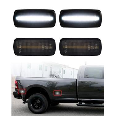 Imagem de PWOBVZ Luzes De Marcação Laterais Led Brancas Para Dodge Ram 2500 E 3500 2010-2017, Marcadores Para-Lamas Roda Dupla, Lente Fumê, Lâmpada Dianteira Traseira, Pacote Com 4