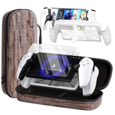 Imagem de QUAGGY Kit de acessórios 3 em 1 compatível com PlayStation Portal, estojo de transporte de EVA para PS Portal com capa protetora transparente de silicone TPU e policarbonato rígido