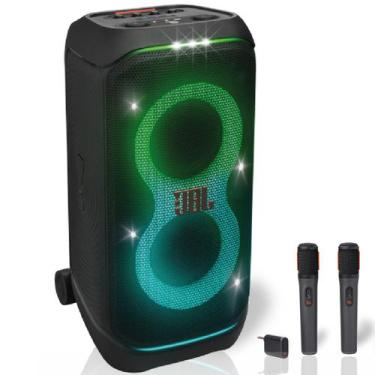 Imagem de Kit Karaokê Jbl Partybox 320 Bateria Microfone Duplo S/ Fio