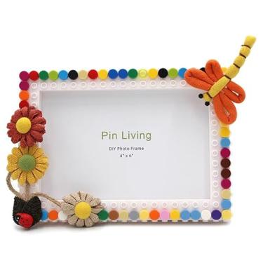 Imagem de Blocos de montar de estilo rústico com o sabor da primavera, porta-retrato de blocos de montar faça você mesmo, simples, feito à mão, criativo para presente, mesa de parede