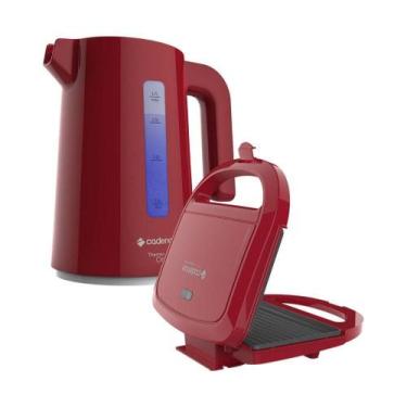 Imagem de Kit Cadence Colors Vermelho Chaleira 1,7L E Sanduicheira 220V