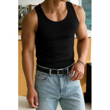 Imagem de Camiseta Regata Masculina Canelada Casual - Fix Modas, Preto, G