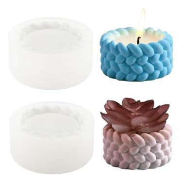Imagem de Pacote com 2 moldes de suporte de vela em forma de nó, moldes de silicone 3D para velas e vasos de flores, moldes de suporte de joias cilíndricos reutilizáveis, para resina epóxi, arte em concreto