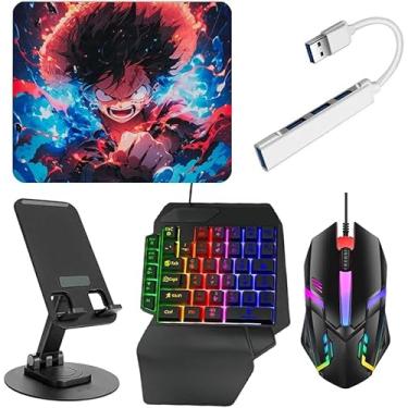 Imagem de Kit Mobilador Gamer Com Teclado One Hand Rgb + Mouse Óptico 1600dpi + Pad Speed Estampado + Hub Usb (TIPO C) - Forte Sul