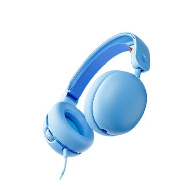 Imagem de Skullcandy Fones de ouvido Grom Over-Ear com fio para crianças, limitação de volume, compartilhamento de porta de áudio, microfone, funciona com dispositivos Bluetooth e computadores - Surf Blue