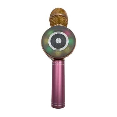 Imagem de Microfone S/fio Bluetooth  Karaokê  Speaker  Usb  Led Cor Rosa - BDNET