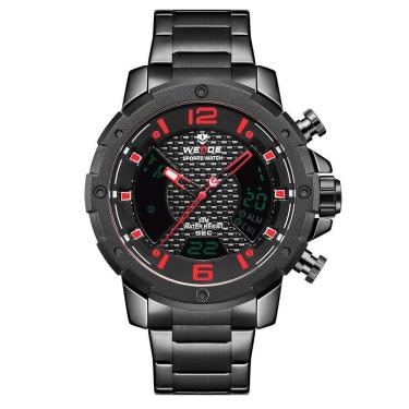 Imagem de Relógio Masculino Weide Anadigi Wh8504B - Preto E Vermelho