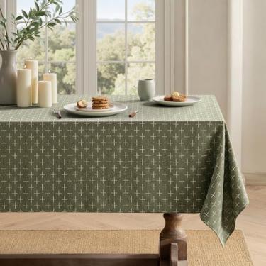 Imagem de MIULEE Toalha de mesa retangular de linho de algodão à prova d'água à prova de derramamento com estrela cruzada texturizada, estilo rústico decorativo de casa de fazenda para jantar/festa/buffet