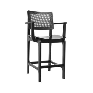 Imagem de Banqueta Alta Bistrô Gus c/Braços - Preto - Assento Preto Madeira