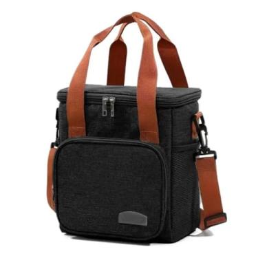 Imagem de Bolsa Termica Marmita Lancheira Grande Alça Ombro Trabalho Passeio Academia Dois Andares - Preto