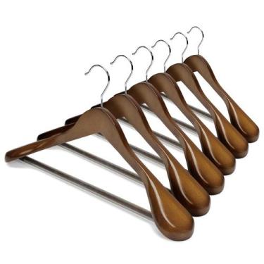 Imagem de Cabides de madeira HOUSE DAY Wide Shoulder, pacote com 6 unidades de n