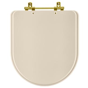 Imagem de Assento Sanitario Poliester Carrara Amendoa Para Vaso Deca Com Ferragem Dourada