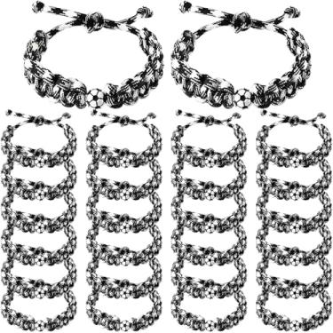 Imagem de Landical 24 peças de pulseira de futebol para meninos, ajustável, feita à mão, trançada, acessórios esportivos inspiradores, presentes, lembrancinhas de festa de futebol para jogadores, homens
