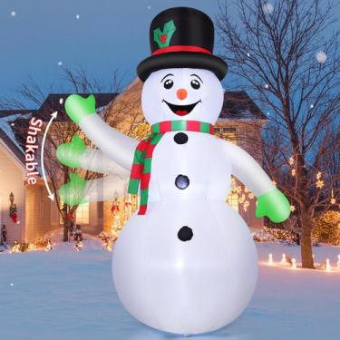 Imagem de Boneco de neve inflável de Natal GOOSH 2,1 m com LEDs ao ar livre