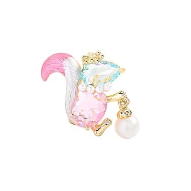 Imagem de Kokoma Broche de esquilo para mulheres bonito pérola zircônia cúbica broche de lapela animal clipe de xaile distintivo de segurança para acessórios de vestido de pano, joias