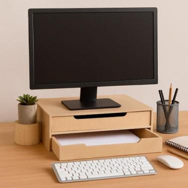 Imagem de Organizador Multiuso em MDF 2 Gavetas Gaveteiro Documentos Folhas Sulf