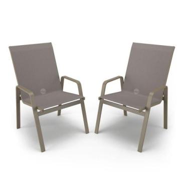 Imagem de Kit 2 Cadeiras Riviera Piscina Alumínio Fendi Tela Fendi - Aluv Móveis