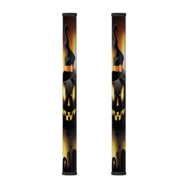 Imagem de GzLeyigou Conjunto de 2 alças de abóbora brilhantes, capas de maçanetas de geladeira castelo antiderrapantes mangas de forno de geladeira protetor de micro-ondas para lava-louças eletrodomésticos de